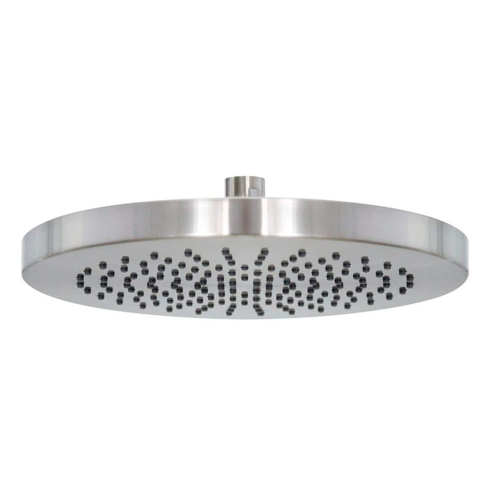 MODONA 1-Spray 10 in. Single Wall Mount Waterfall Fixed Rain Shower Head in Satin Nickel