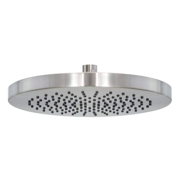 1-Spray 10 in. Single Wall Mount Waterfall Fixed Rain Shower Head in Satin Nickel