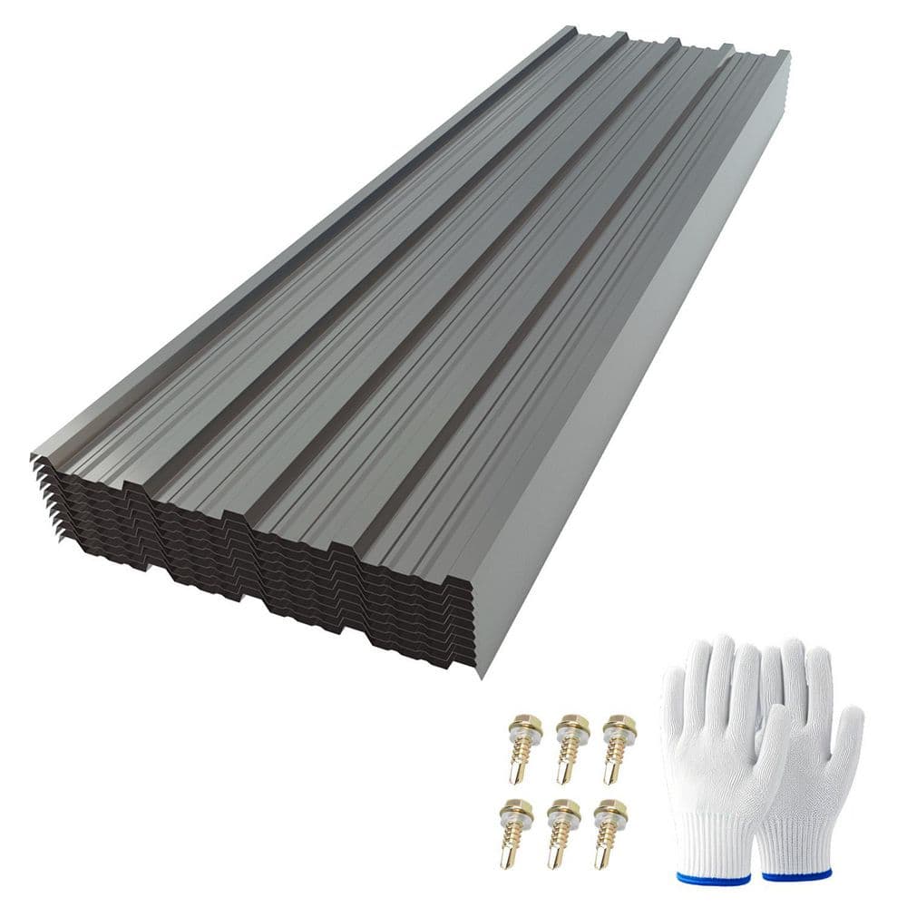 6 ft. x 1.5 ft. Corrugated 31-Gauge Galvanized Steel Roof Panels, Siding Panels,Top Cover for Outdoor in Gray (10-Piece) price history on PriceWatchPro