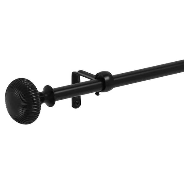 66 in.-120 in. Adjustable 3/4 in. Curtain Rod Kit in Matte Black with Bud Finial