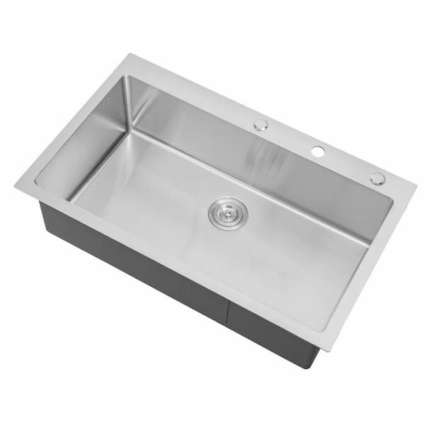 Drop-in Top Mount 16-Gauge Stainless Steel 36 in. x 22 in. x 10 in. Single Bowl Kitchen Sink