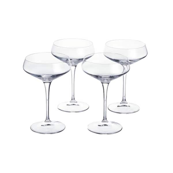 True Manhattan Martini Glass, Crystal Cocktail Coupes, Clear Glass,  Cocktail glass set, Dishwasher Safe, Holds 12 oz., Set of 4