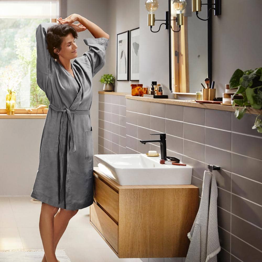 Matte Black Single Hole Bathroom Faucet with Pop-Up Drain