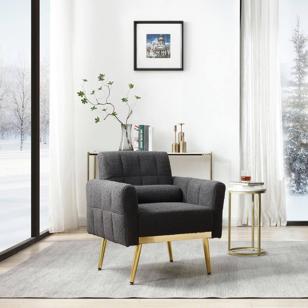 Gray accent chair discount with gold legs