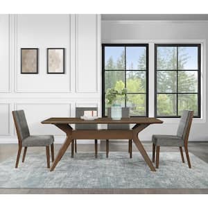 Quinn 5-Piece Brown Wood Dining Set with 4 Upholstered Chairs