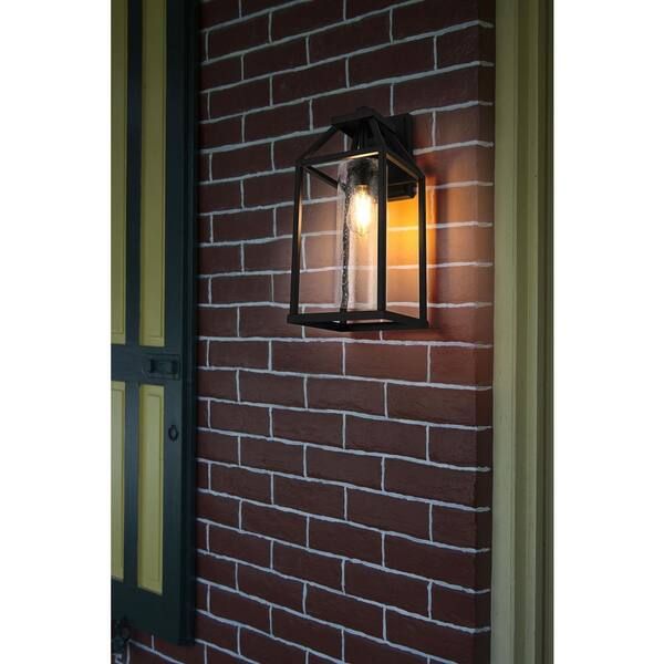19 in. Black Outdoor Hardwired Wall Sconce with No Bulbs Included