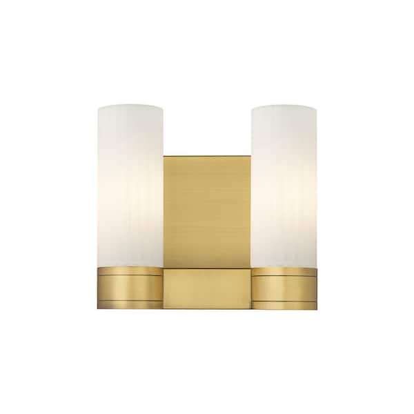 Innovations Empire 10.5 in. 2-Light Brushed Brass Wall Sconce with Glass Shade