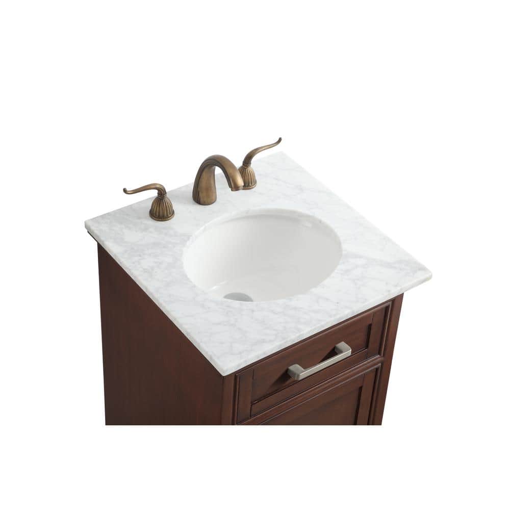 Teak and Marble 19'' Single Bathroom Vanity with Brushed Nickel Hardware