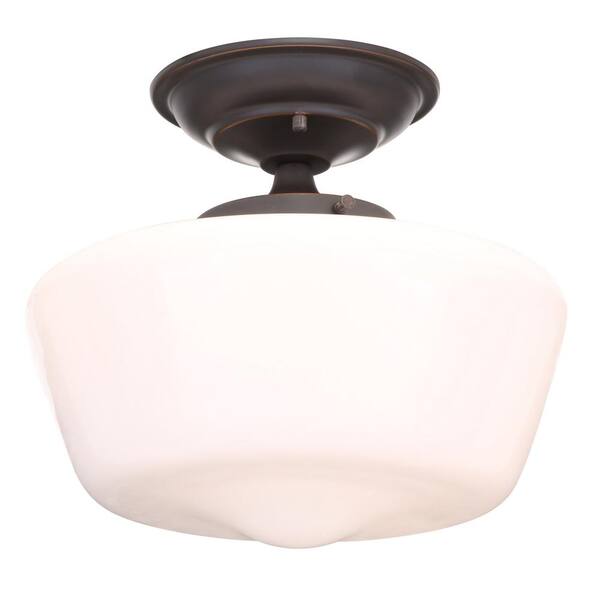 Hampton Bay - Esdale 12 in. 1-Light Oil Rubbed Bronze Semi-Flush Mount