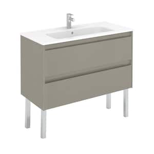 Ambra 39.8 in. W x 18.1 in. D x 22.3 in. H Single Sink Bath Vanity in Matte Sand with Gloss White Ceramic Top