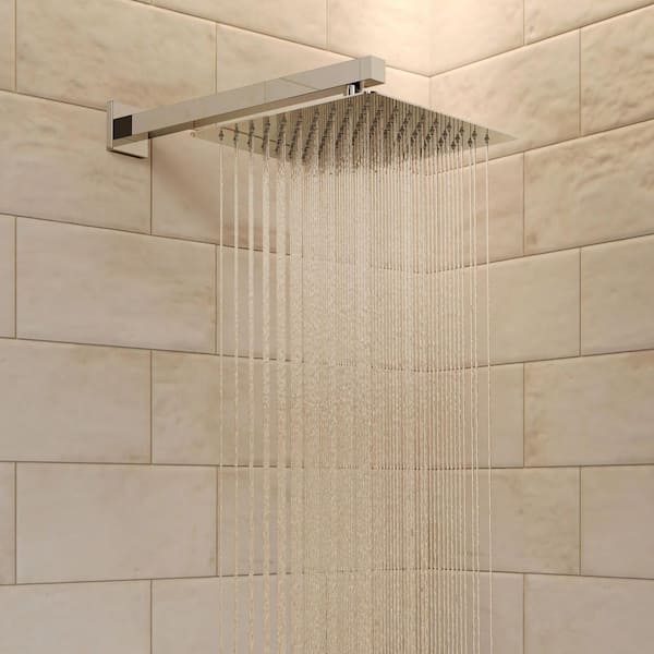 Classic Rain 2-Spray Square High Pressure Wall Bar Shower Kit with 3 Modes Hand Shower in Chrome (Valve Included)