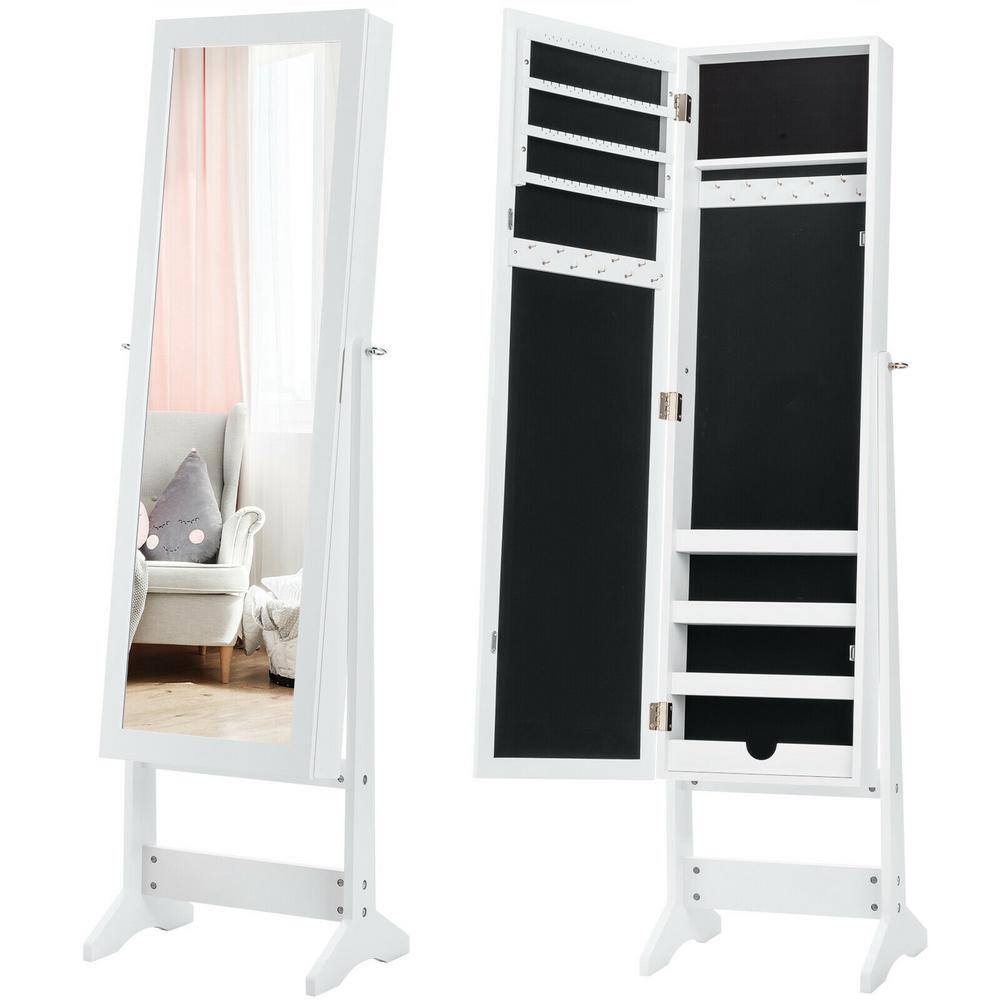 Costway Jewelry Mirrored Cabinet Armoire Organizer Storage Jewelry Box ...