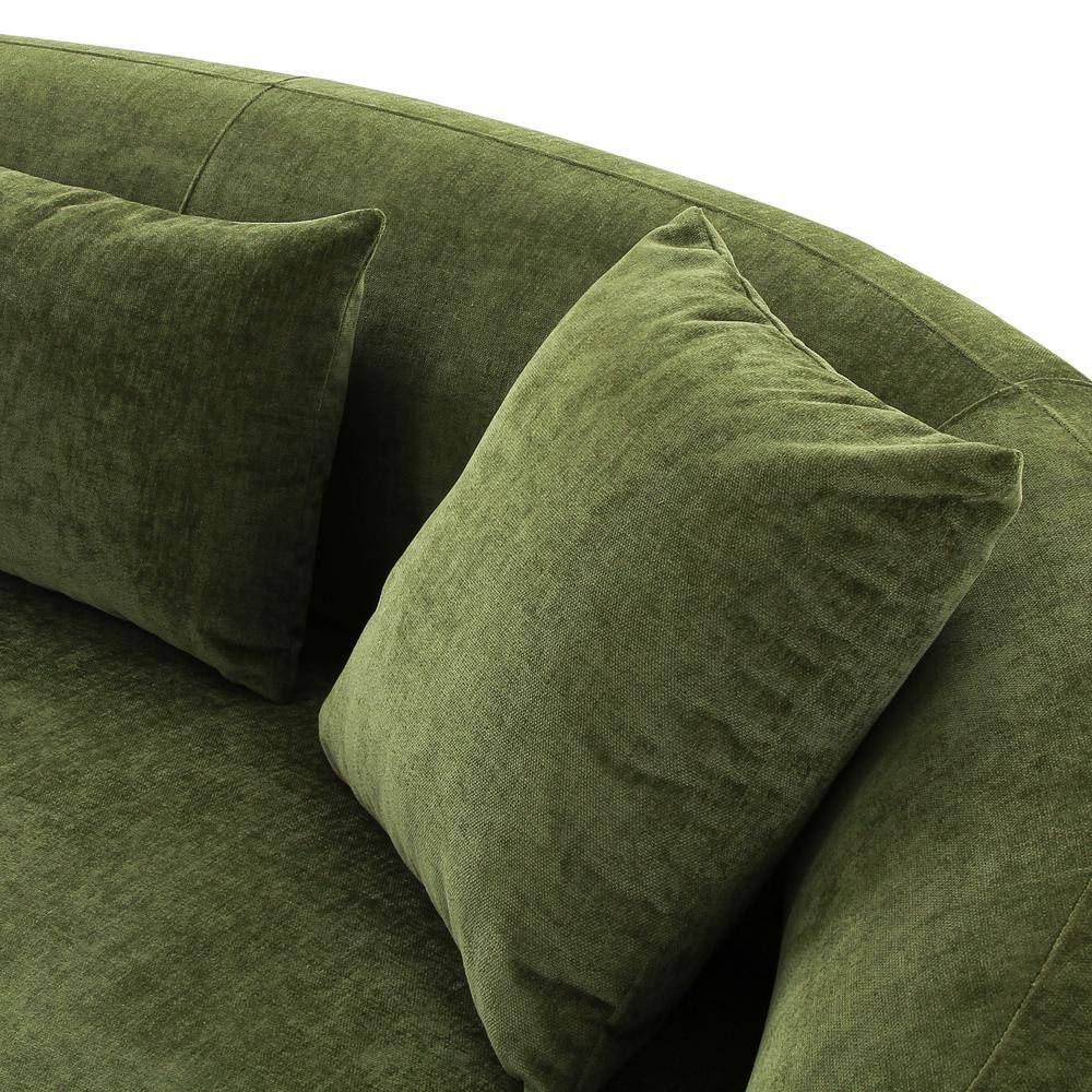 Distressed Green Velvet Camelback Sofa with Sloped Arms