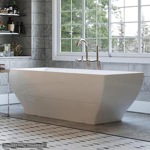 Manchester 63 in. Acrylic Angled Rectangle Freestanding Bathtub in White, Drain in White