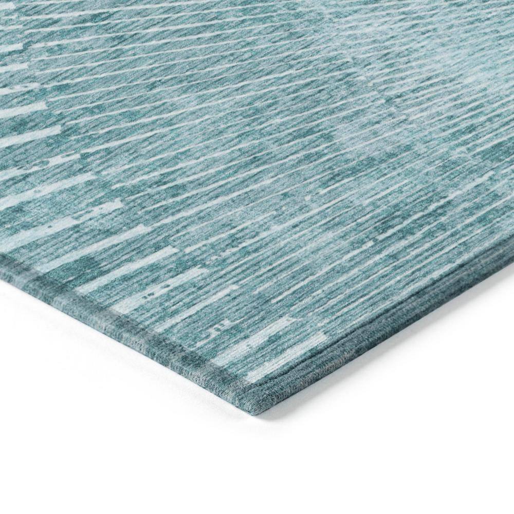 Teal Geometric Flat Woven Machine Washable Area Rug