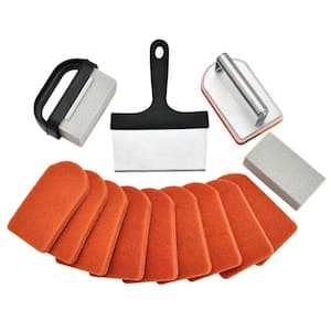 Orange Grill Cleaner Set with Grill Stone(15-Pieces)