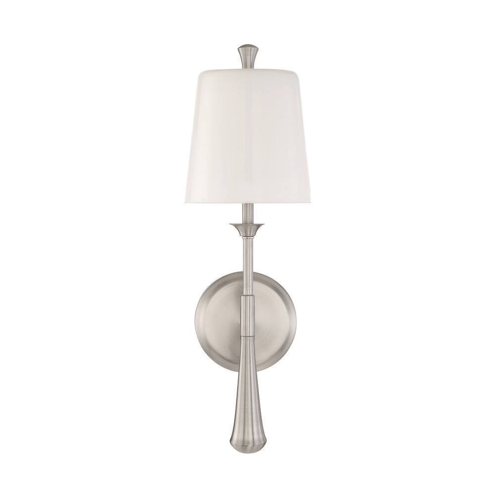Palmer Brushed Nickel Swing Arm Sconce with Frosted Opal Shade