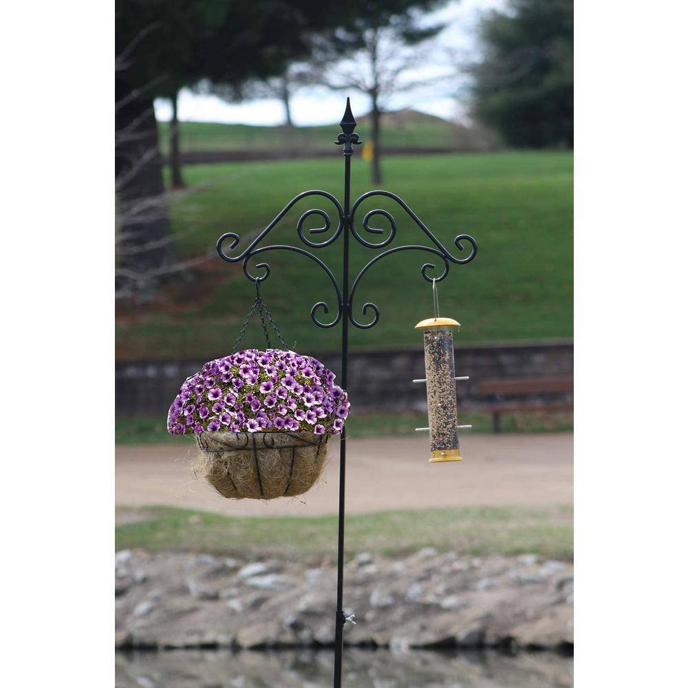 91-Inch Black Metal Floral Design Shepherd's Hook, 2 Pack