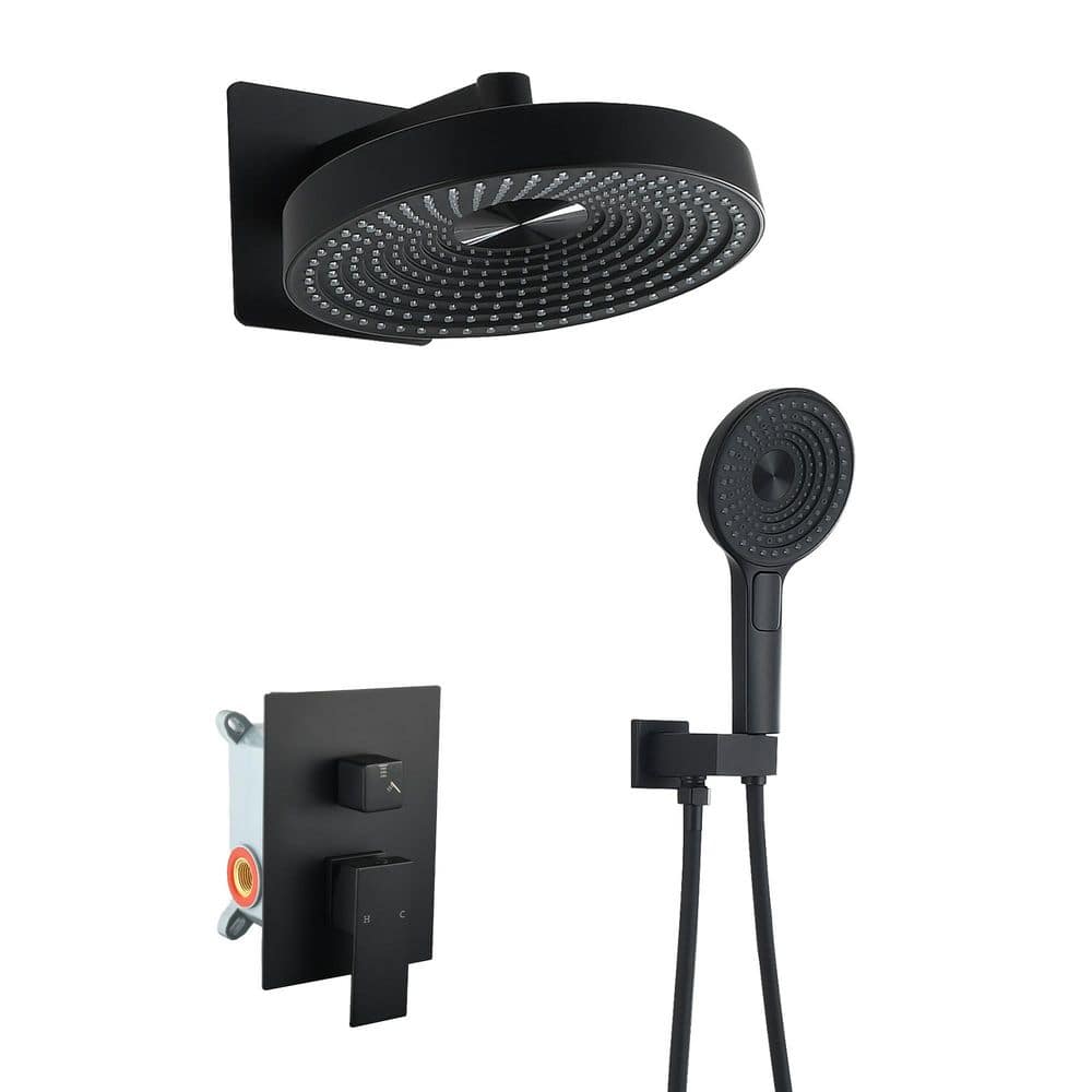 3-Spray Wall Mount 12 in. Dual Fixed and Handheld Shower Head in Matte Black price history on PriceWatchPro