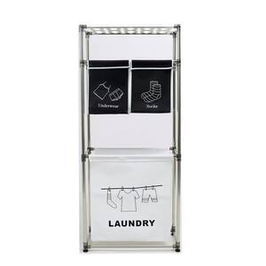 23.2 in. D x 11.4 in. W 3-Tier Storage Laundry Sorter with 4 Removable Bags and 3-Hooks for Organizing Clothes, Laundry