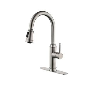 Residential Single Handle Spring Pull Out Sprayer Kitchen Faucets in Brushed Nickel