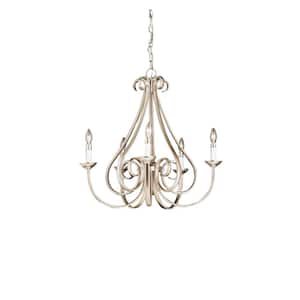 Dover 25 in. 5-Light Brushed Nickel Transitional Candle Empire Chandelier for Dining Room