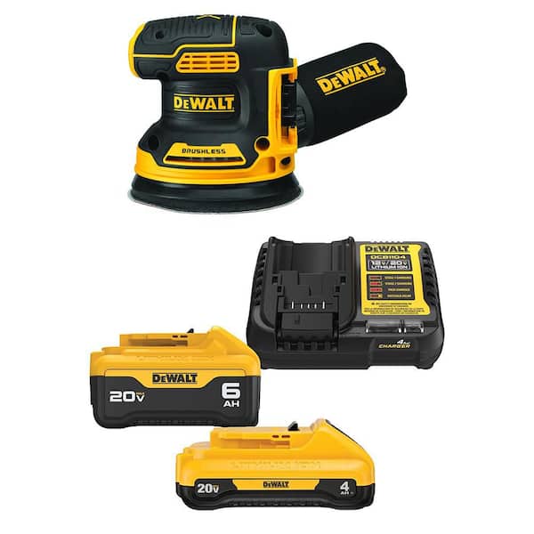 20V MAX XR Lithium-Ion Cordless Brushless 5 in. Random Orbital Sander with 6.0Ah Battery, 4.0Ah Battery, Charger and Bag