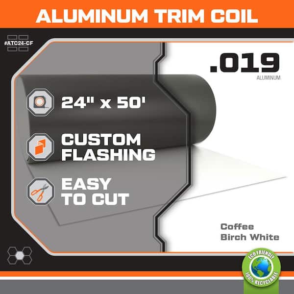 24 in. x 50 ft. Coffee Over Birch White Aluminum Trim Coil