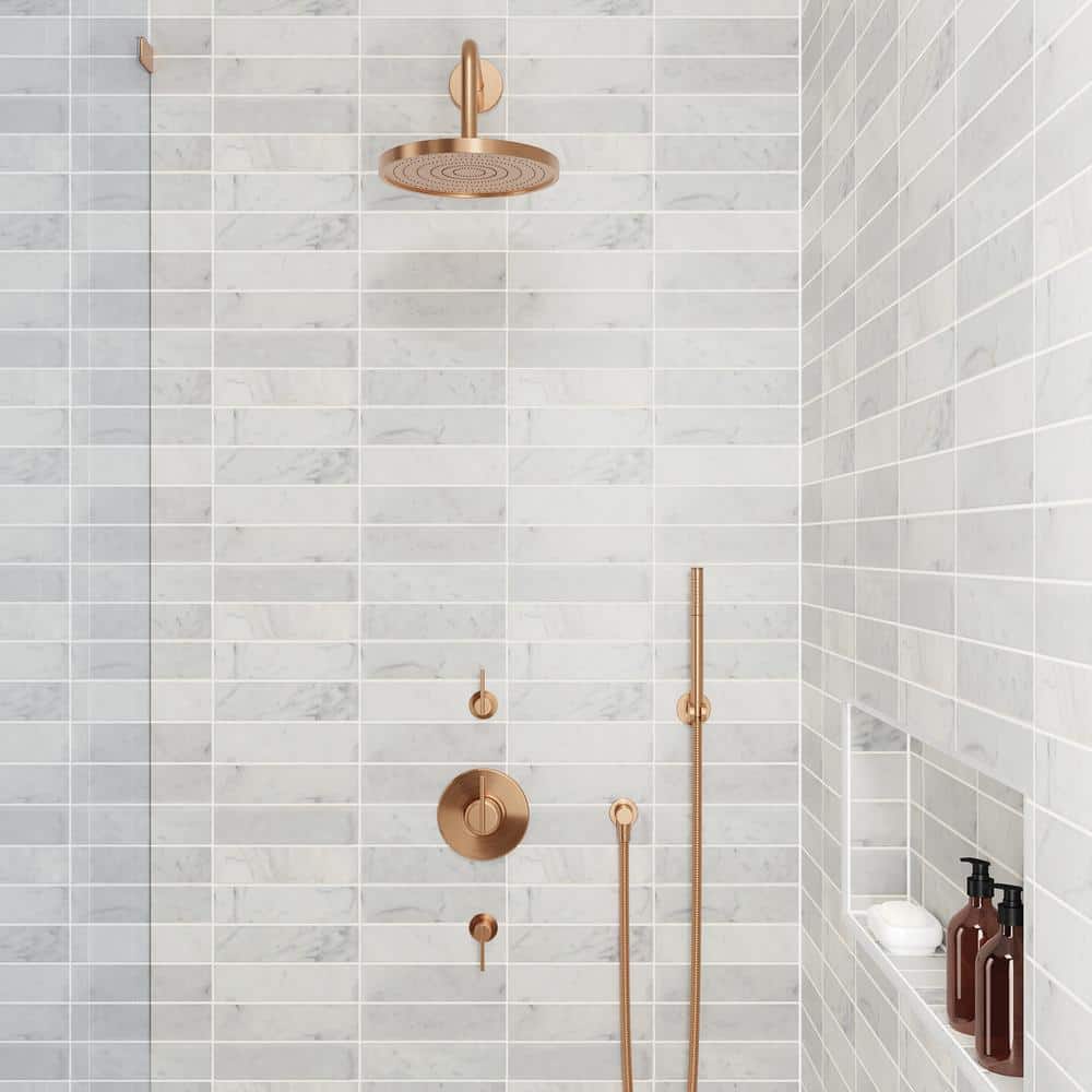 White Carrara Honed Marble 2" x 8" Geometric Mosaic Tile