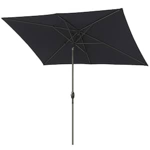 6.5 ft. x 10 ft. Aluminum Market Patio Umbrella with Push Button Tilt and Crank, Black