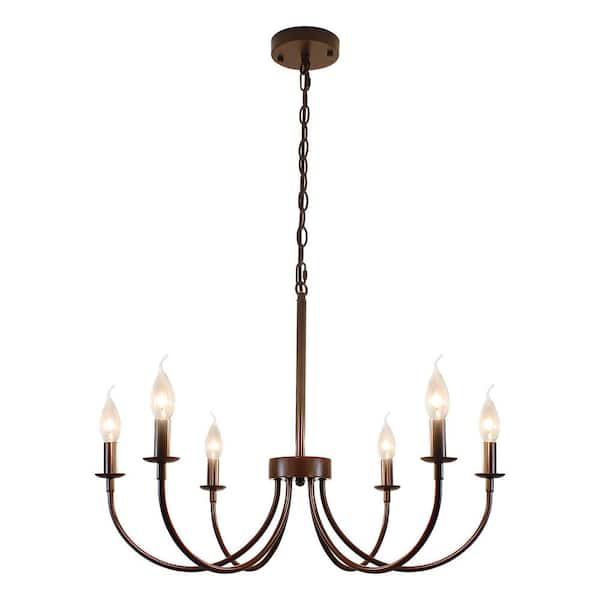 Rviezza 6-Light Classic Candle Style Chandelier, Farmhouse Oil-Rubbed Bronze Chandeliers for Kitchen Dining Room Living Room