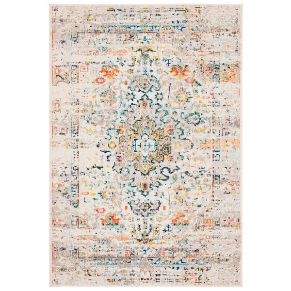 Madison Cream/Blue 4 ft. x 6 ft. Border Area Rug