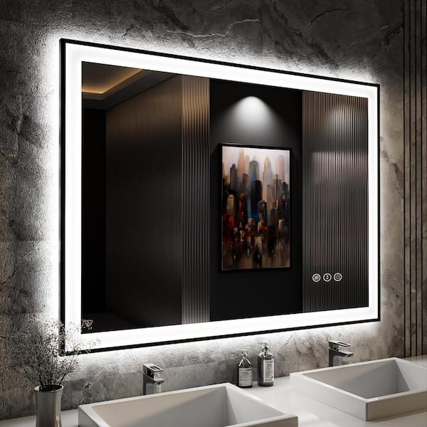 Front-Lighted LED Bathroom Vanity Mirror: 48 x 48 - Square