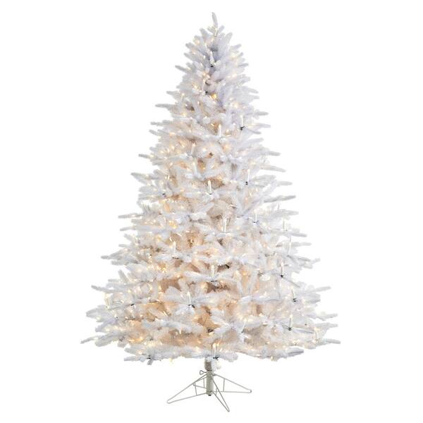 Nearly Natural 7.5 ft. LED Candle Lit White Artificial Christmas Tree with 900 Candle Lights and 1703 Bendable Branches