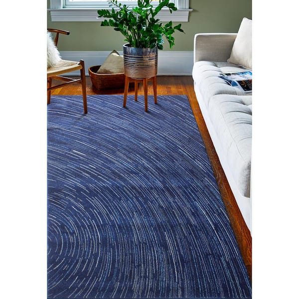 Everek Dk. Blue 9 ft. x 12 ft. (8'6" x 11'6") Abstract Contemporary Area Rug