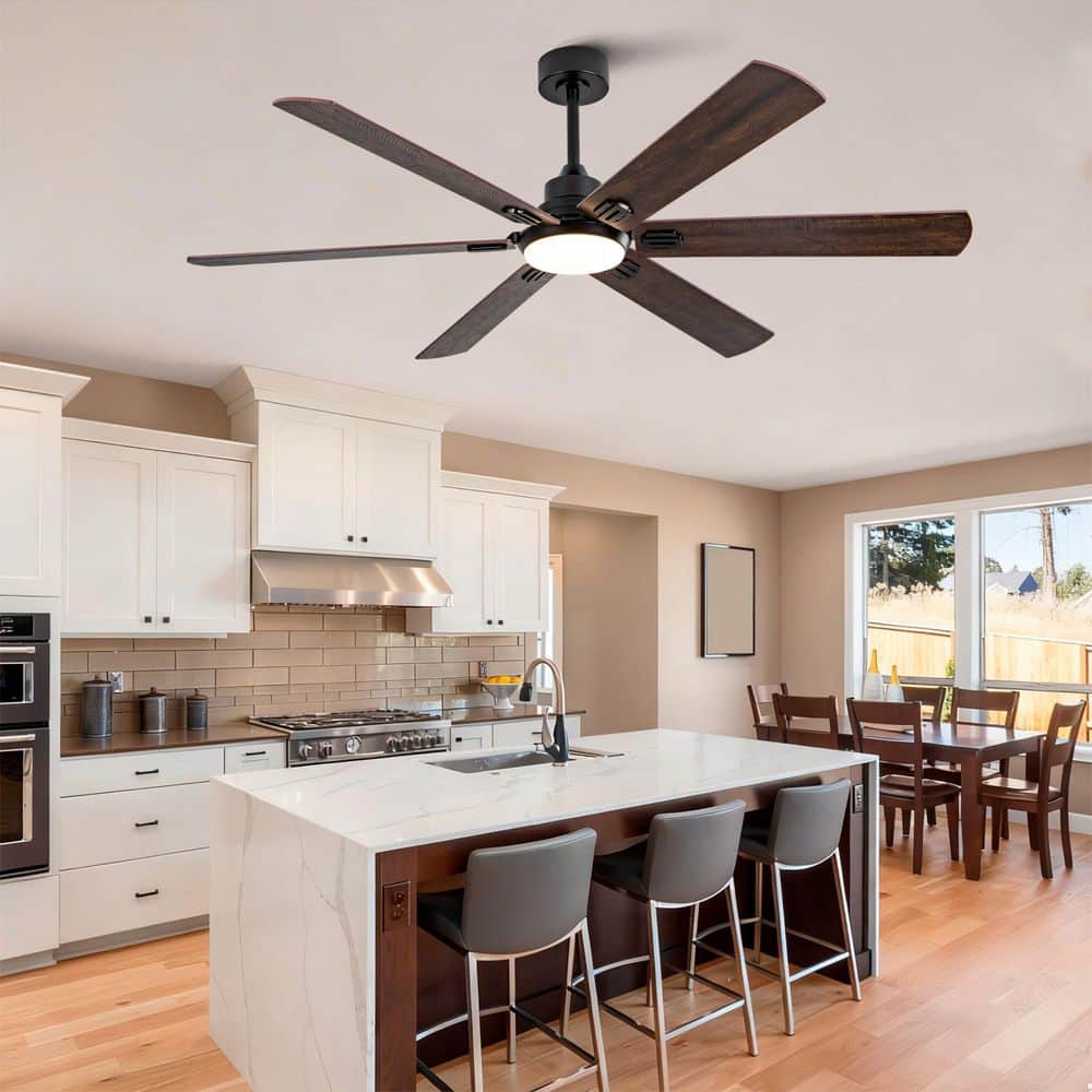60 in. Indoor/Outdoor Black Downrod Mount Standard Ceiling Fan with Dual Finish 6-Blades, Dimmable and Remote Control price history on PriceWatchPro