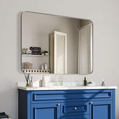 48 in. W x 40 in. H Rectangular Aluminum Framed Wall Bathroom Vanity Mirror in Silver