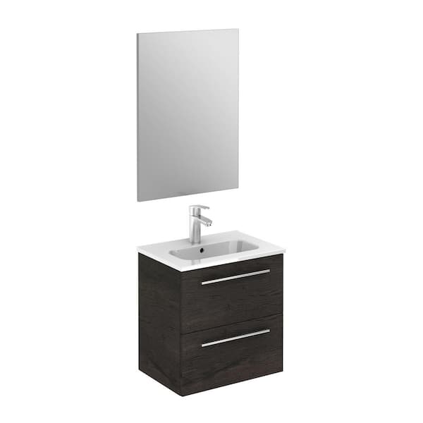 ROYO Street pack 20 in. W x 14 in. D Vanity in Essence Wenge with Vanity Top in White with White Basin and Mirror
