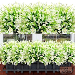 17 in. White Artificial Plants, 22 Bunches Calla Lily Outdoors Artificial Flowers for Indoor Outdoor Hanging Pots