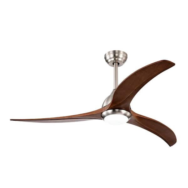 Lasaideal 52 in. Integrated LED Indoor Chrome Downrod Mount Ceiling Fan With Light Kit and Remote Control