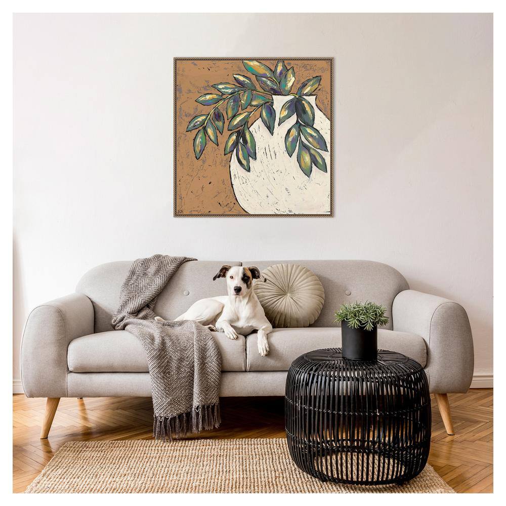 Primitive II Abstract Flower Canvas Print with Bronze Frame