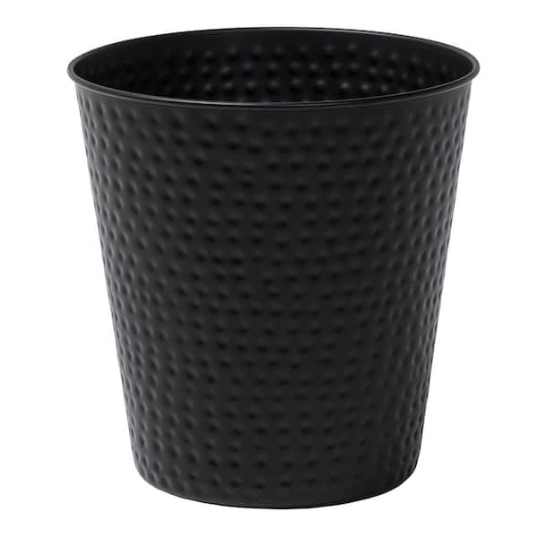Axel Modern Minimalist Hammered Steel 2 Gal. Wastebasket, Matte Black