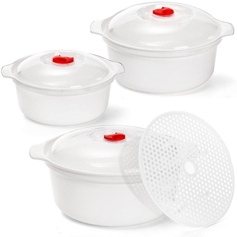 Wudkey 3-Pack PP Microwave Cookware with Lid, BPA-free, Soup Containers ...