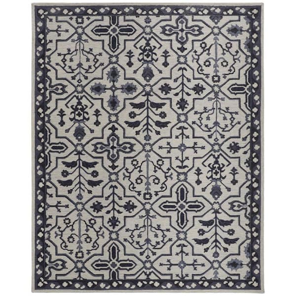 8 ft. x 10 ft. Gray Floral Area Rug
