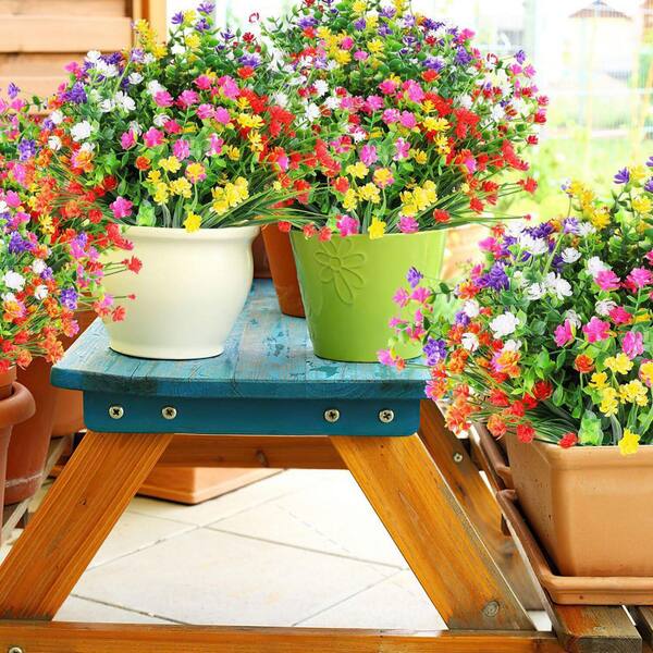 Unbranded 24 Bundles 12.6 in. H Multi-Colored Outdoor Faux Plants Plastic Artificial Flowers Decoration Hanging Planters