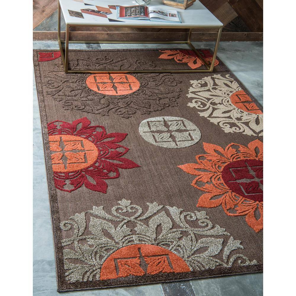 Modern Medley Outdoor Rug 7' x 10' - Brown, Gray Geometric Design