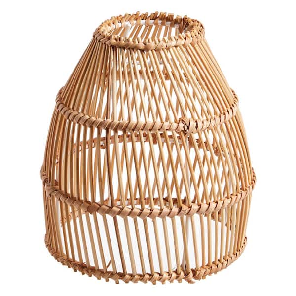 PRIVATE BRAND UNBRANDED 6.7 in. Natural Brown Bamboo Cone Shaped Replacement Pendant Shade with 2.25 in. Neckless Fitter
