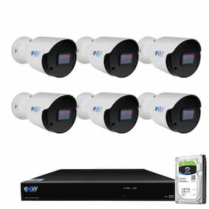 8-Channel 8MP 4K NVR 2TB Security Camera System with 6 Wired IP POE Cameras Bullet Fixed Lens, Artificial Intelligence