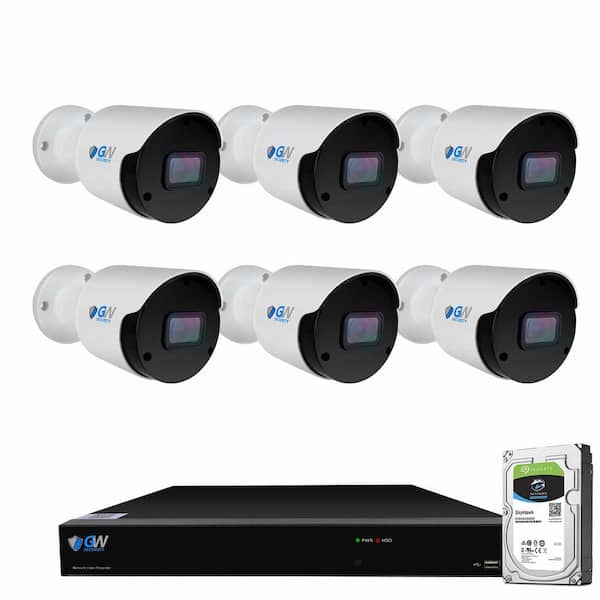 GW Security 8-Channel 8MP 4K NVR 2TB Security Camera System with 6 Wired IP POE Cameras Bullet Fixed Lens, Artificial Intelligence