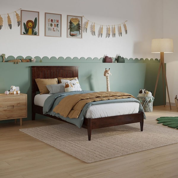 AFI Naples Walnut Brown Solid Wood Frame Twin Low Profile Platform Bed